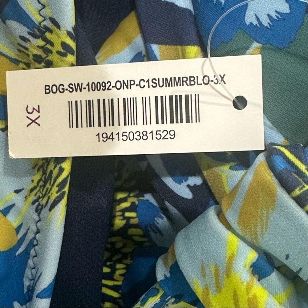 Adore Me Monroe One Piece Swimsuit Bathing Suit Blue Yellow Floral - Picture 4 of 5